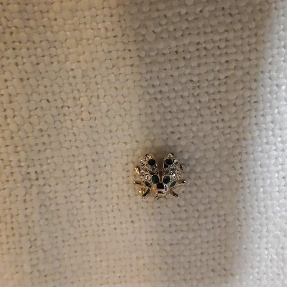 Faux gem lady bug brooch